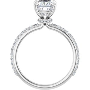 14K White 7 mm Cushion Forever One™ Moissanite & 1/3 CTW Diamond Engagement Ring