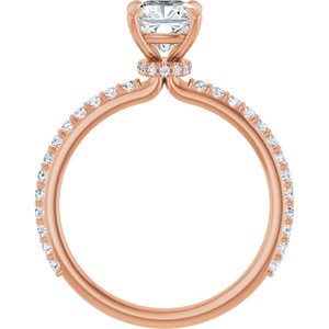 14K Rose 6 mm Cushion Forever One™ Moissanite & 1/3 CTW Diamond Engagement Ring