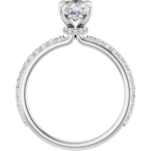 Platinum 8x6 mm Oval Forever One™ Moissanite & 1/3 CTW Diamond Engagement Ring