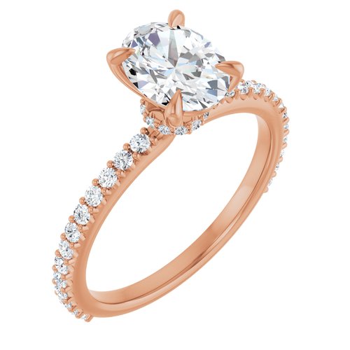 14K Rose Oval 1 ct Engagement Ring