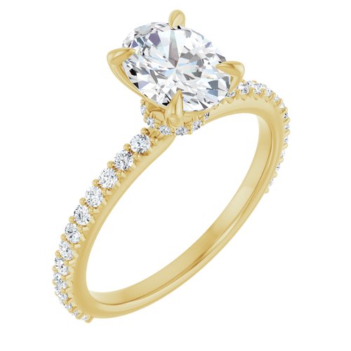 14K Yellow Oval 1 ct Engagement Ring