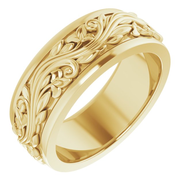 14K Yellow 7 mm Sculptural Band Size 6.5