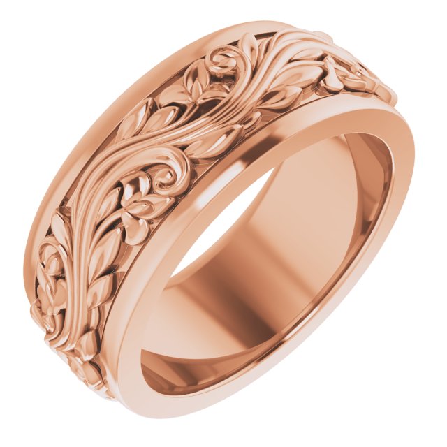 14K Rose 7 mm Scroll Band   Size 5