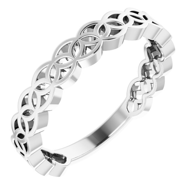 14K White Geometric Stackable Ring