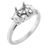 Platinum 8x6 mm Emerald 1 CTW Diamond Semi-Set Engagement Ring 