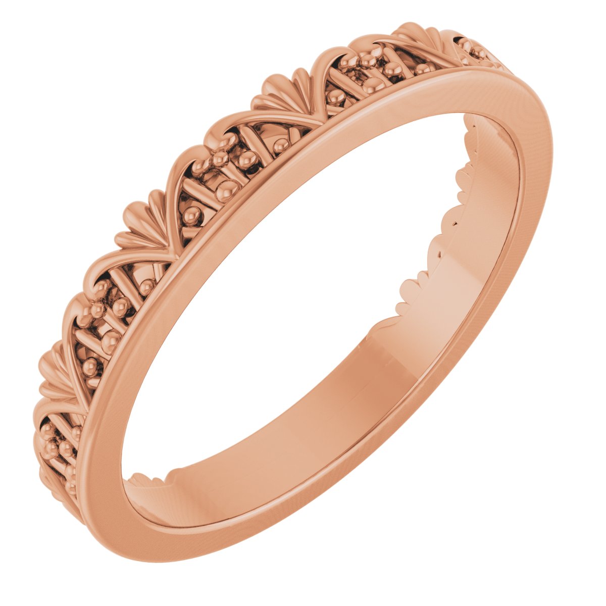 14K Rose Stackable Crown Ring 