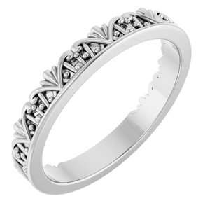 14K White Stackable Crown Ring 