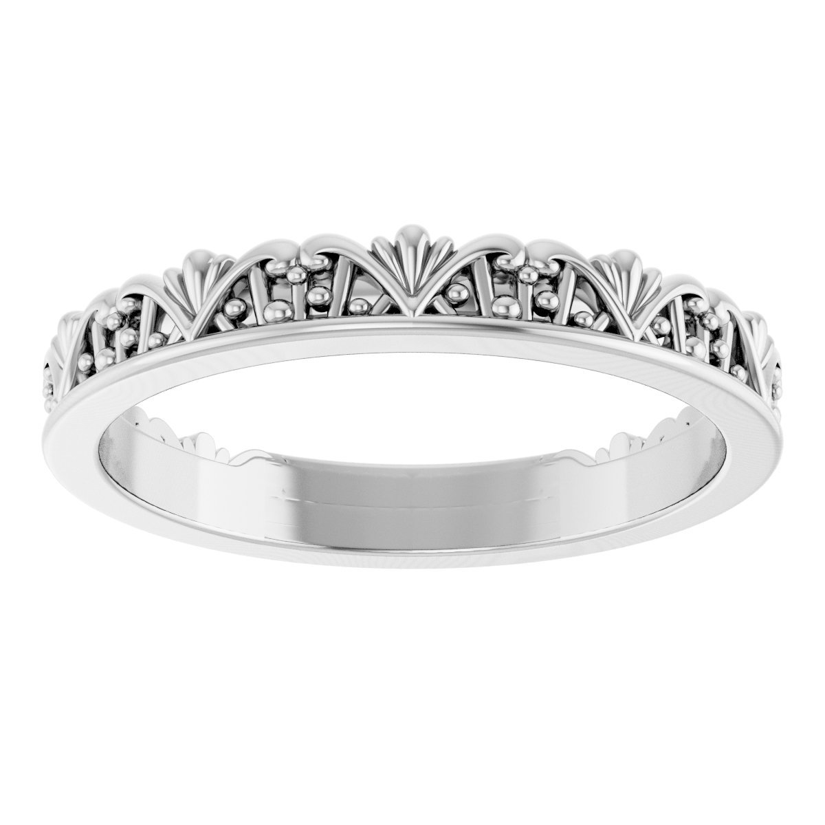 14K White Stackable Crown Ring 