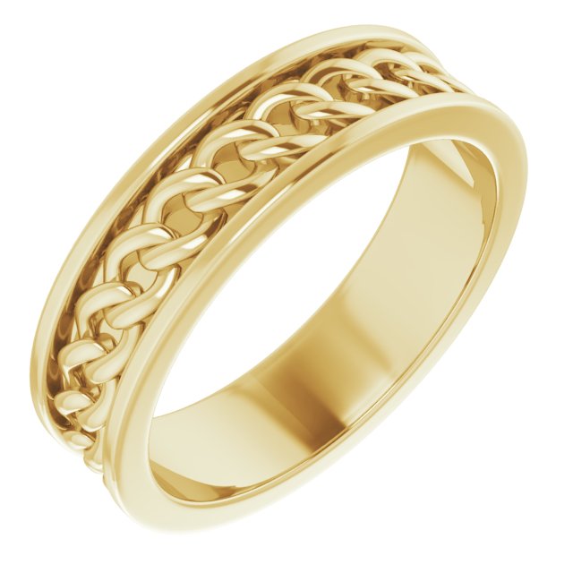 14K Yellow 6 mm Link Design Band Size 10