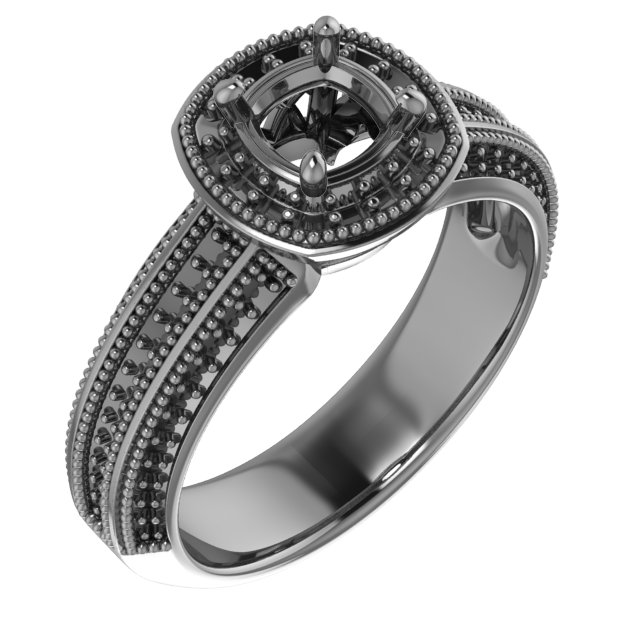 5x5 mm Cushion Engagement Ring Mounting
