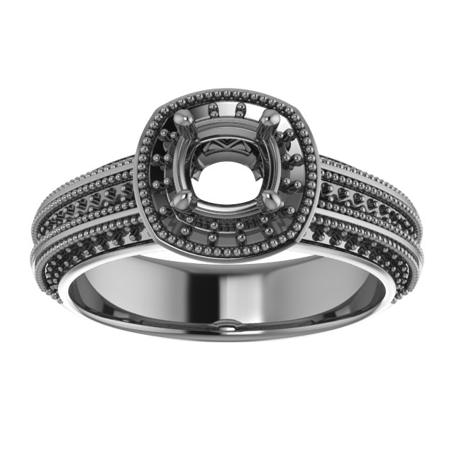 5x5 mm Cushion Engagement Ring Mounting view 3