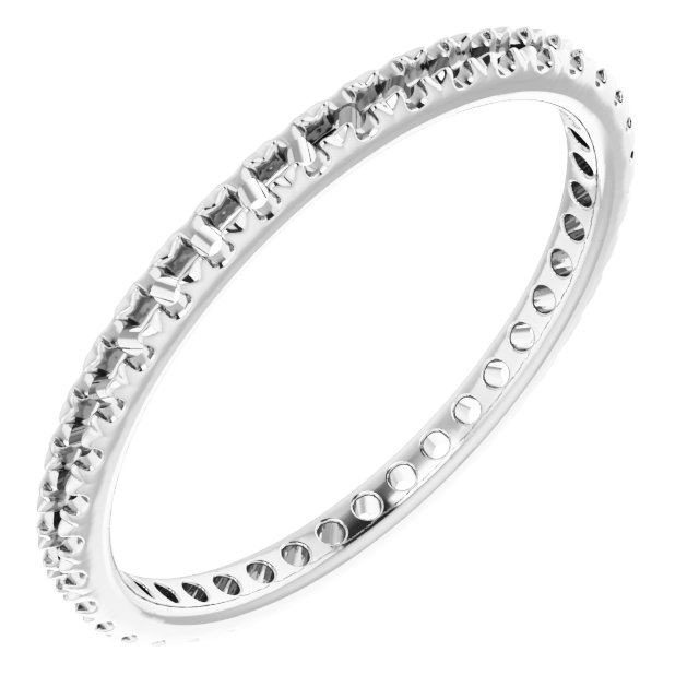 14K White .50 CTW French Set Diamond Eternity Band Size 8 Ref 14325221