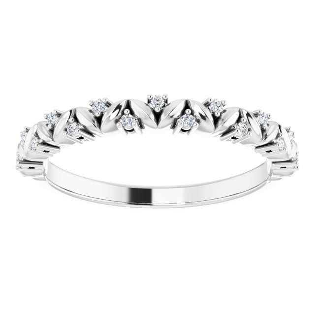 14K White .07 CTW Diamond Leaf Stackable Ring 
