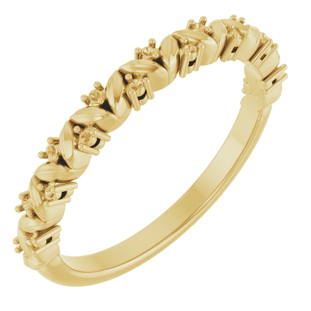 14K Yellow .07 CTW Diamond Leaf Stackable Ring
