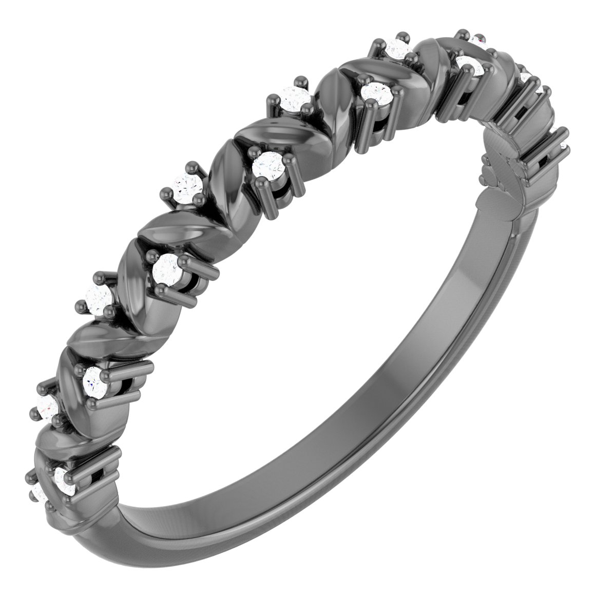 Accented Leaf Stackable Ring