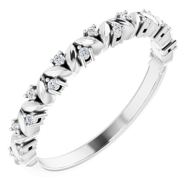 Sterling Silver .07 CTW Natural Diamond Stackable Leaf Ring