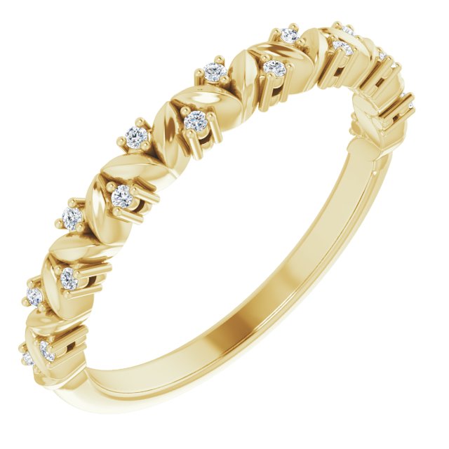14K Yellow .07 CTW Natural Diamond Stackable Leaf Ring