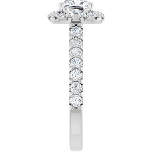 14K White 6 mm Cushion Forever Oneâ„¢ Moissanite & 3/4 CTW Diamond Engagement Ring 
