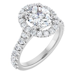 14K White 9x7 mm Oval Forever One™ Moissanite & 3/4 CTW Diamond Engagement Ring