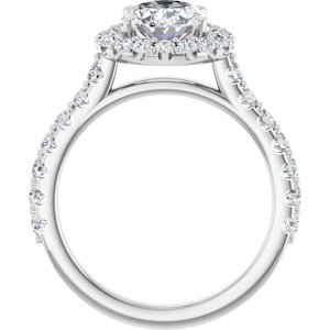 14K White 9x7 mm Oval Forever One™ Moissanite & 3/4 CTW Diamond Engagement Ring