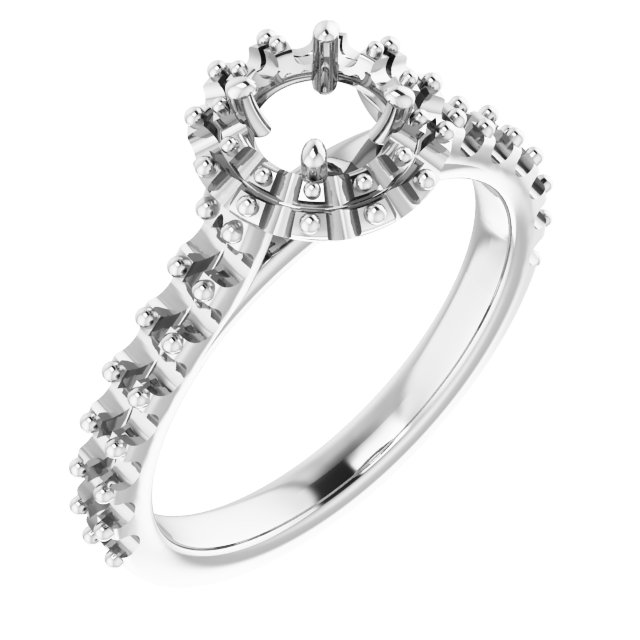 14K White 4 mm Round Forever One Moissanite and .625 CTW Diamond Engagement Ring Ref 13910737