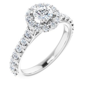 14K White 4 mm Round Forever One™ Moissanite & 5/8 CTW Diamond Engagement Ring