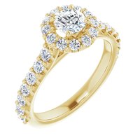 14K Yellow 4 mm Round Forever One™ Near Colorless Lab-Grown Moissanite & 5/8 CTW Natural Diamond Engagement Ring