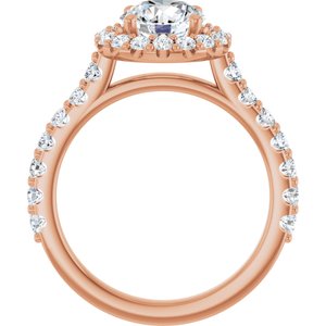 14K Rose 7 mm Round Forever One™ Moissanite & 3/4 CTW Diamond Engagement Ring