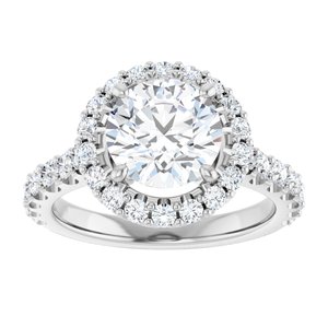 Platinum 8 mm Round Forever Oneâ„¢ Moissanite & 3/4 CTW Diamond Engagement Ring  