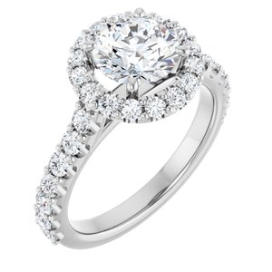 Platinum 7 mm Round Forever One™ Moissanite & 3/4 CTW Diamond Engagement Ring