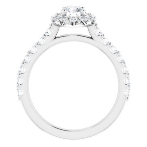 14K White 4 mm Round Forever Oneâ„¢ Moissanite & 5/8 CTW Diamond Engagement Ring  