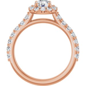 14K Rose 5 mm Round Forever One™ Moissanite & 5/8 CTW Diamond Engagement Ring