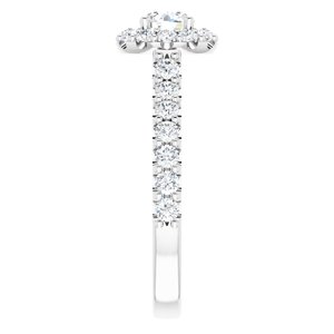14K White 4 mm Round Forever Oneâ„¢ Moissanite & 5/8 CTW Diamond Engagement Ring  
