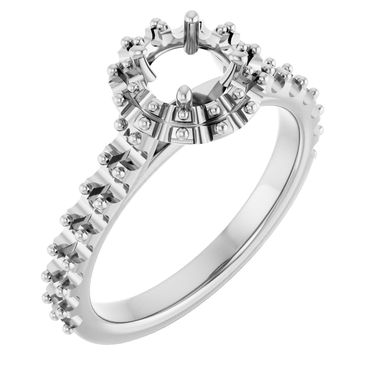 14K White 5 mm Round Forever One Moissanite and .625 CTW Diamond Engagement Ring Ref 13910745