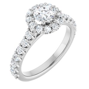 Platinum 5 mm Round Forever One™ Moissanite & 5/8 CTW Diamond Engagement Ring