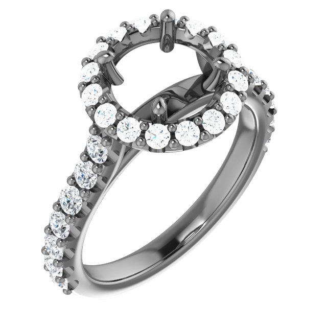 14K White 7.4 mm Round 3/4 CTW Natural Diamond Semi-Set Engagement Ring