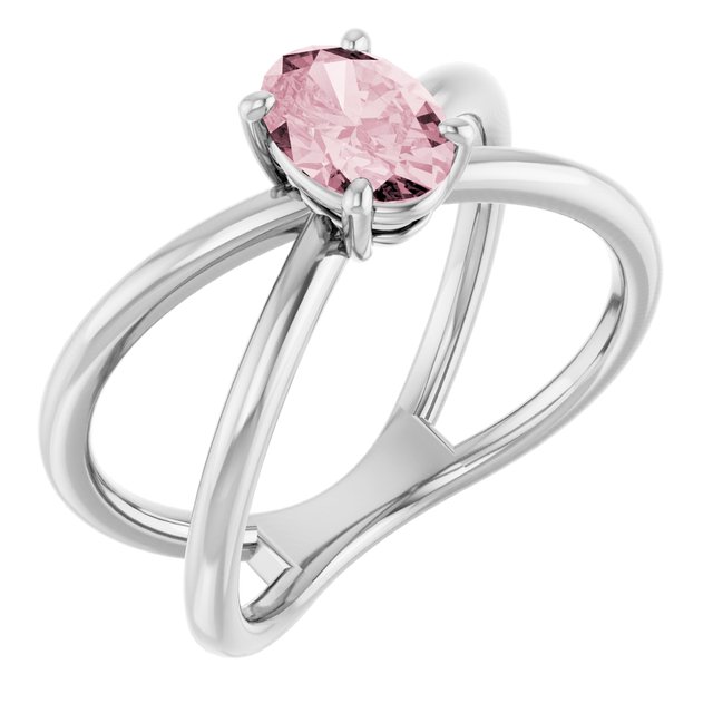 Platinum Natural Pink Morganite Ring