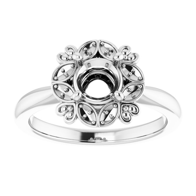 14K White Lab-Grown Blue Sapphire & .04 CTW Natural Diamond Ring 