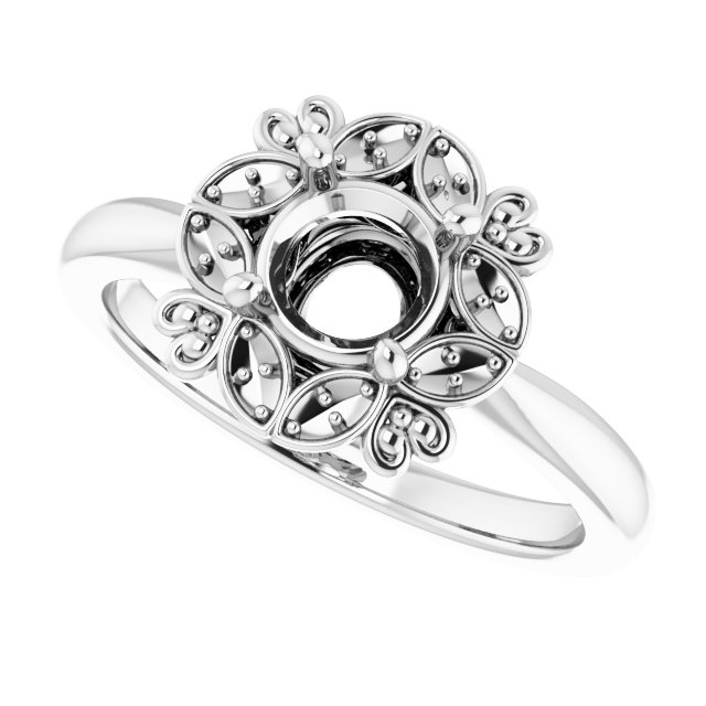 14K White Lab-Grown Blue Sapphire & .04 CTW Natural Diamond Ring 
