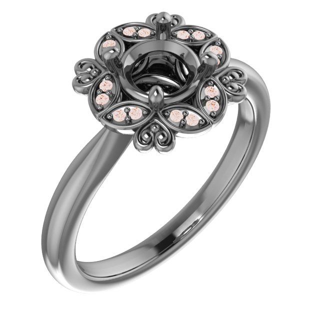 14K Rose Chatham® Created Blue Sapphire & .04 CTW Diamond Ring 