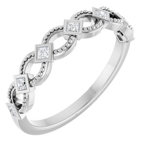 14K White 1/6 CTW Natural Diamond Stackable Ring