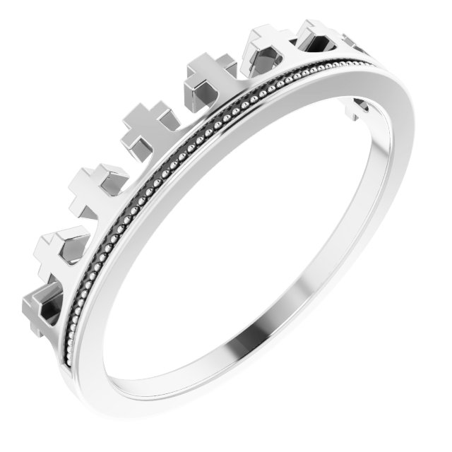 Platinum Cross Crown Ring  