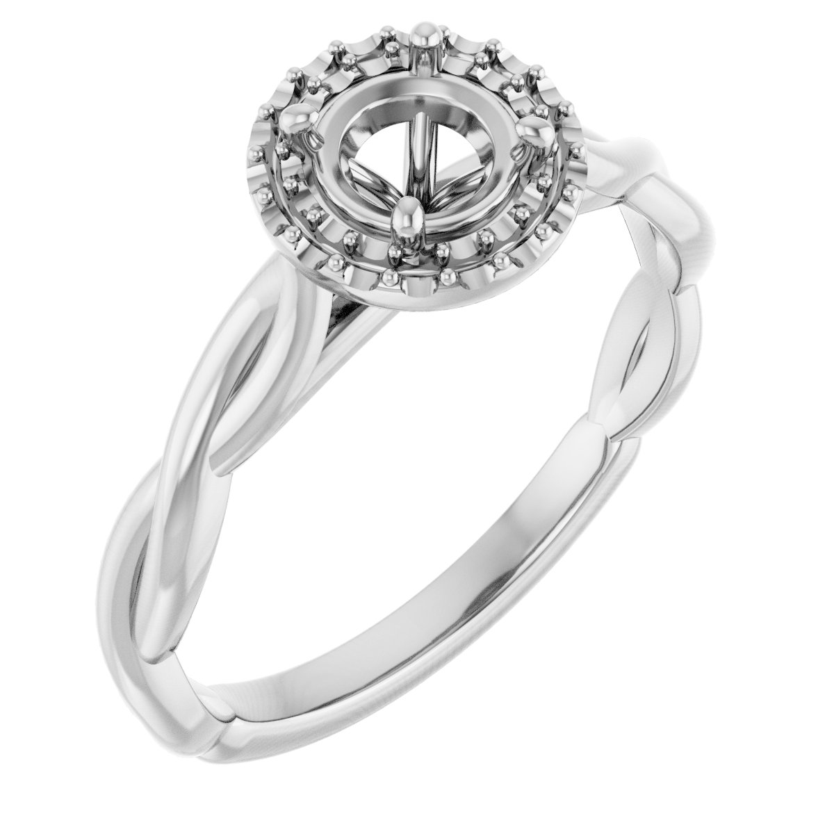 Halo-Style Twisted Engagement Ring