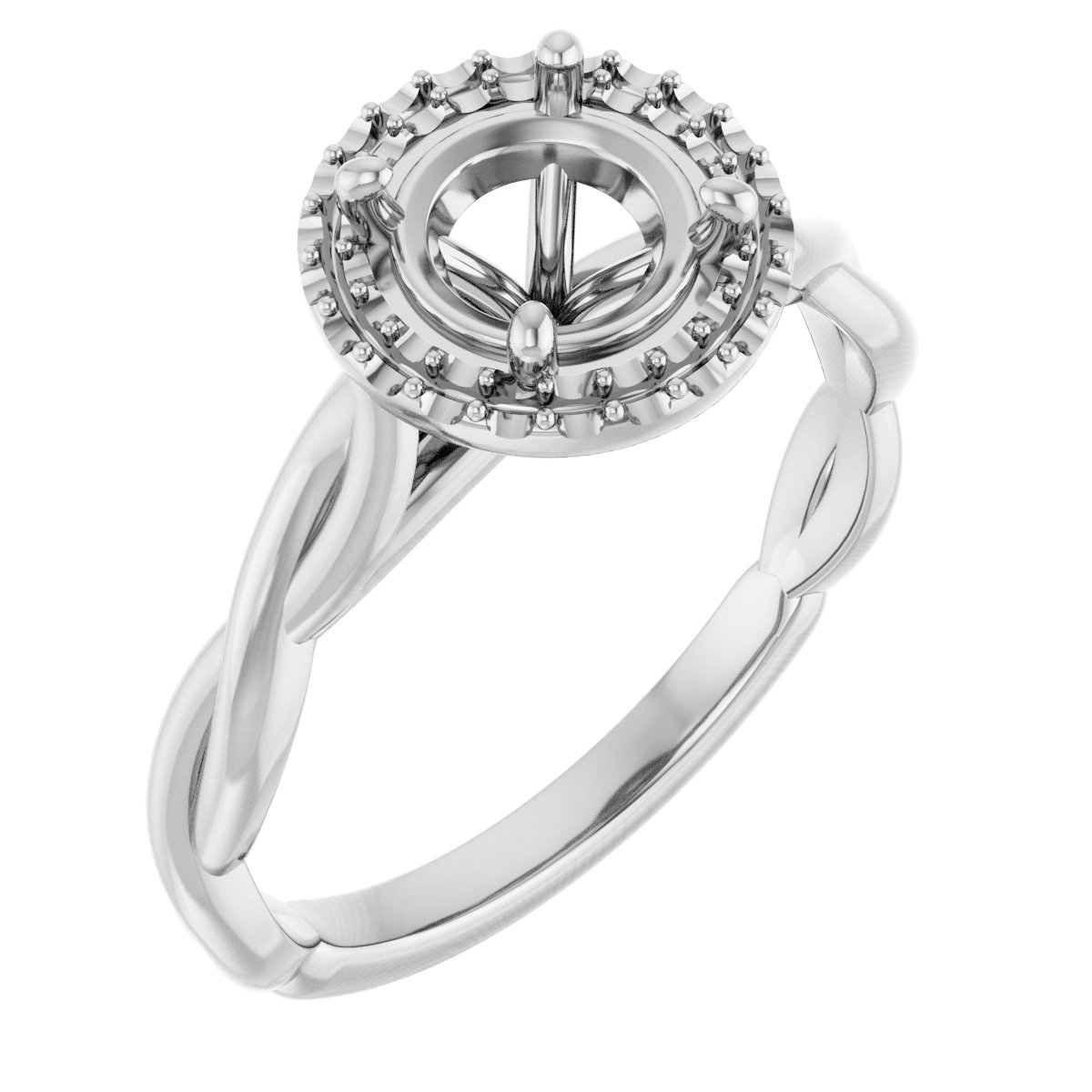 Halo-Style Twisted Engagement Ring