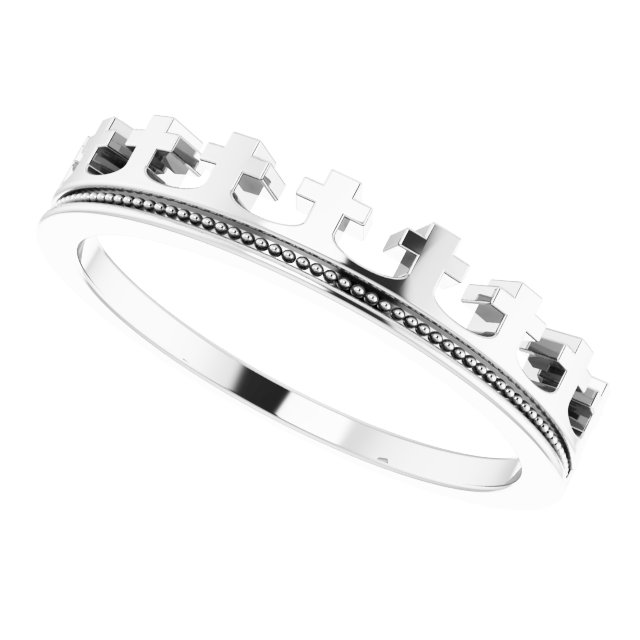 Sterling Silver Cross Crown Ring  