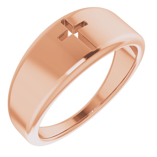 14K Rose Pierced Cross Ring  