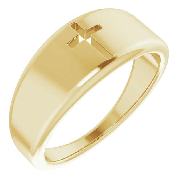 14K Yellow Pierced Cross Ring  