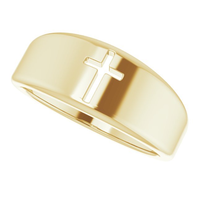 14K Yellow Pierced Cross Ring  