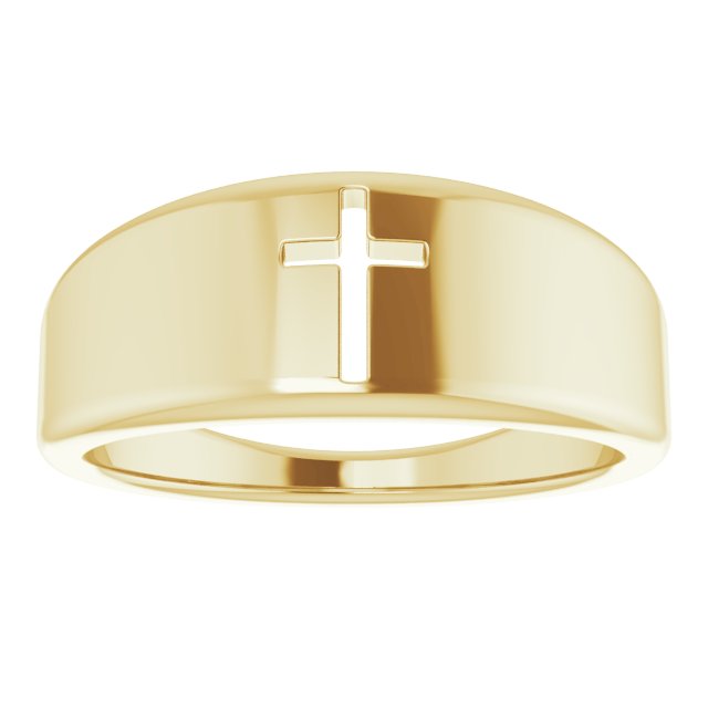 14K Yellow Pierced Cross Ring  