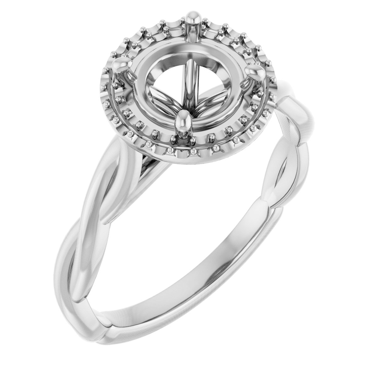 Halo-Style Twisted Engagement Ring